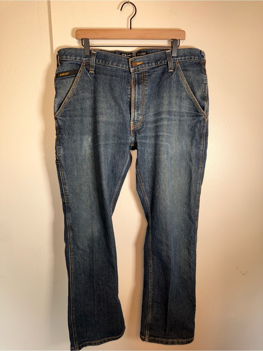 ARIAT M4 Rebar Relaxed Bootcut Western farmer rancher Jeans - Dark Wash Blue 36